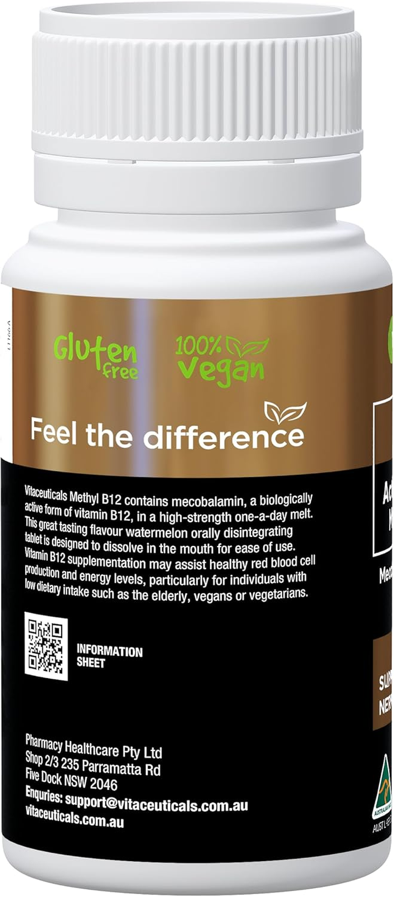 Vitamin B12 by Vitaceuticals | Energy Support, Fatigue Relief & Immune Health | 60 Fast-Dissolving Melts | Australian Made