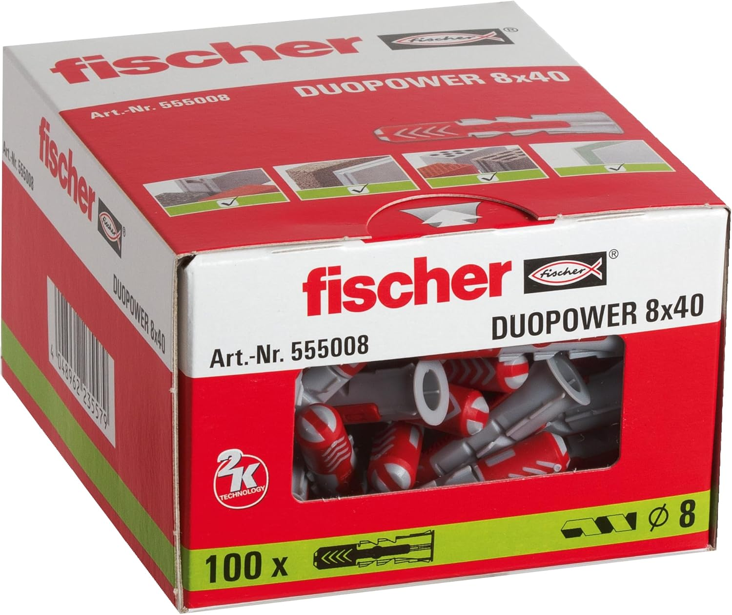 Fischer Wall Plug, Red/Grey, 8 X 40 Mm