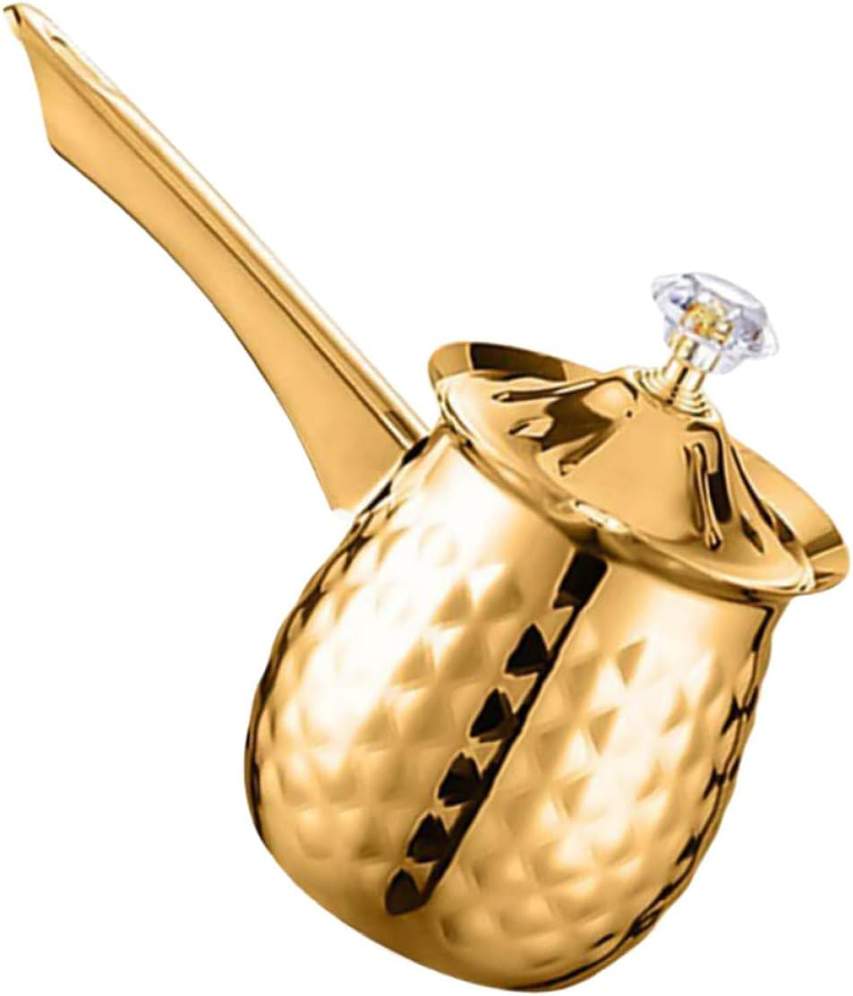 Generic Vintage Turkish Coffee Pot 400Ml Golden Cezve Coffee Brewer Metal Mocha Pot for Home and Tea Serving image number 6