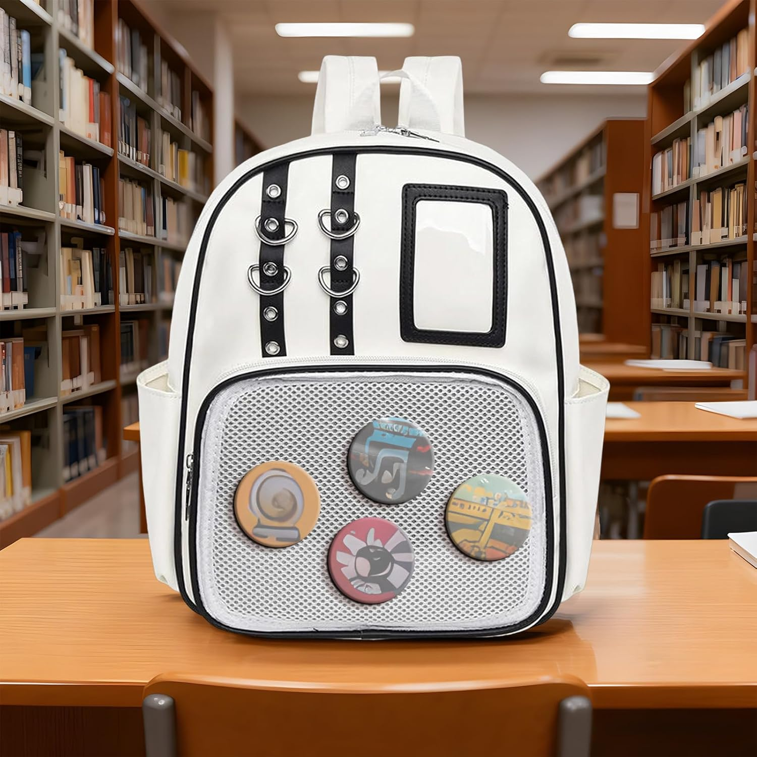 PU Storage Bag | Organizer Purse with Pin Board,Pin Display Bag | for Travel Luggage Hiking Comic Con Work Fitness Everyday Sports Outdoors - Silver image number 4