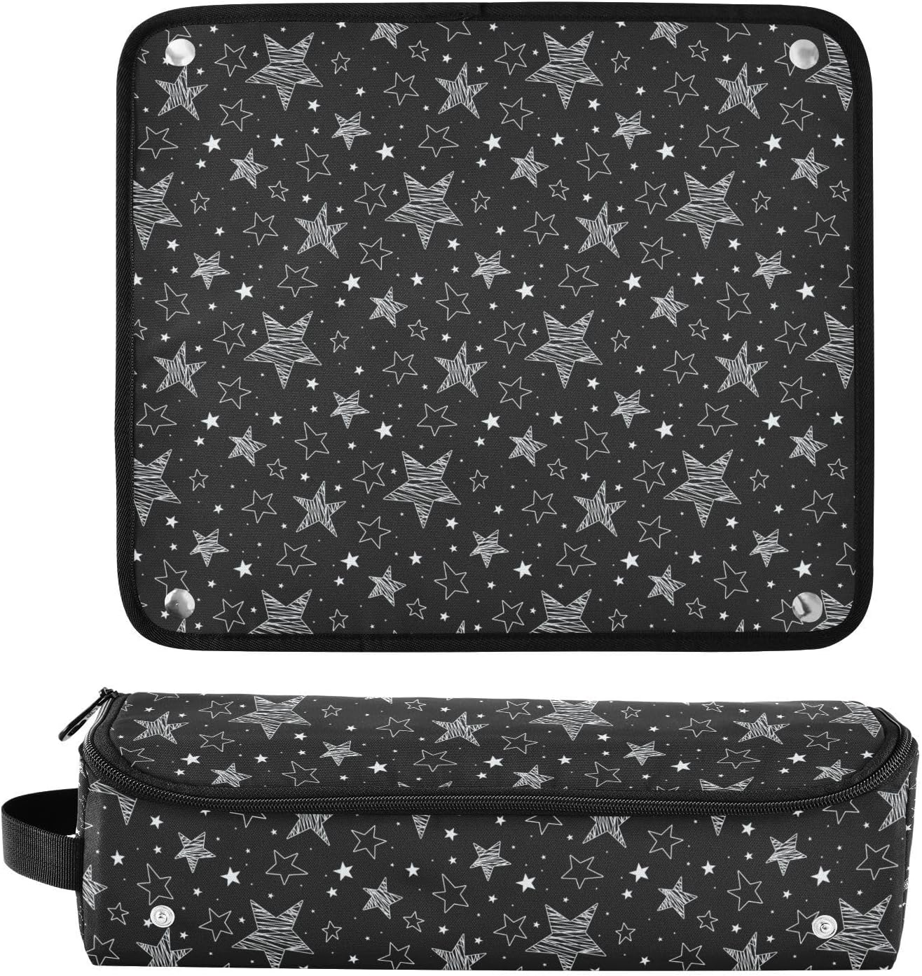 Hair Tools Travel Bag with Heat Resistant Mat Detachable 2-In-1 Curling Iron Travel Case Hot Tools Organizer for Straightener Flat Iron Black Stars - Black Stars image number 2