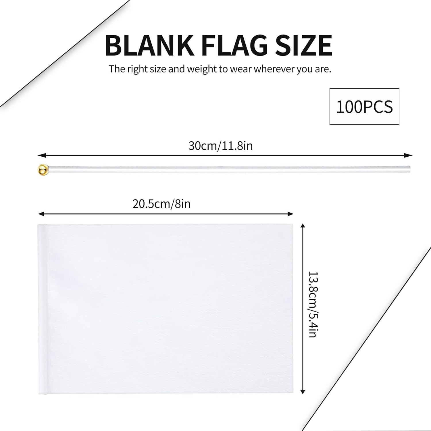 100 Pack Sublimation Flags Blank, White Flag Blank Flag Small Flags on Sticks, Blank Flags to Decorate Make Your Own Flag, Sublimation Garden Flag Blank for DIY (White) image number 5