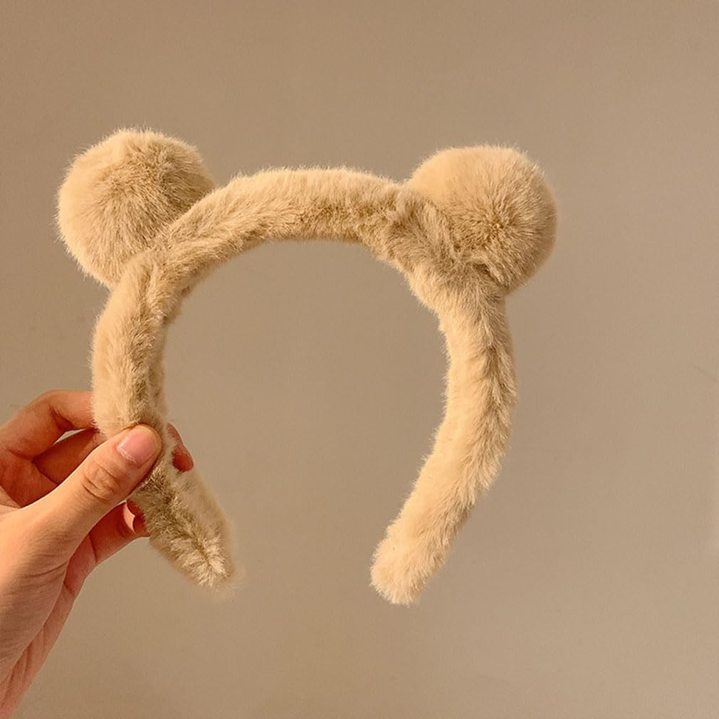 Bear Ears Headband, 2-Pack Plush Teddy Bear Ears Fuzzy Bear Ear Headband for Adults, Cute Animal Ears Headband Fluffy Bear Headbands Makeup Spa Face Wash Headband image number 2