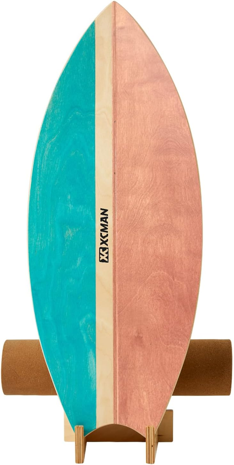 XCMAN Surf Balance Board Trainer with Roller Wooden Exercise Balancing Stability Trainer - Non Slip Surface for Adults Kids|Balance Board for Surfing,Snowboarding,Skateboarding,Hockey,Yoga Training image number 3