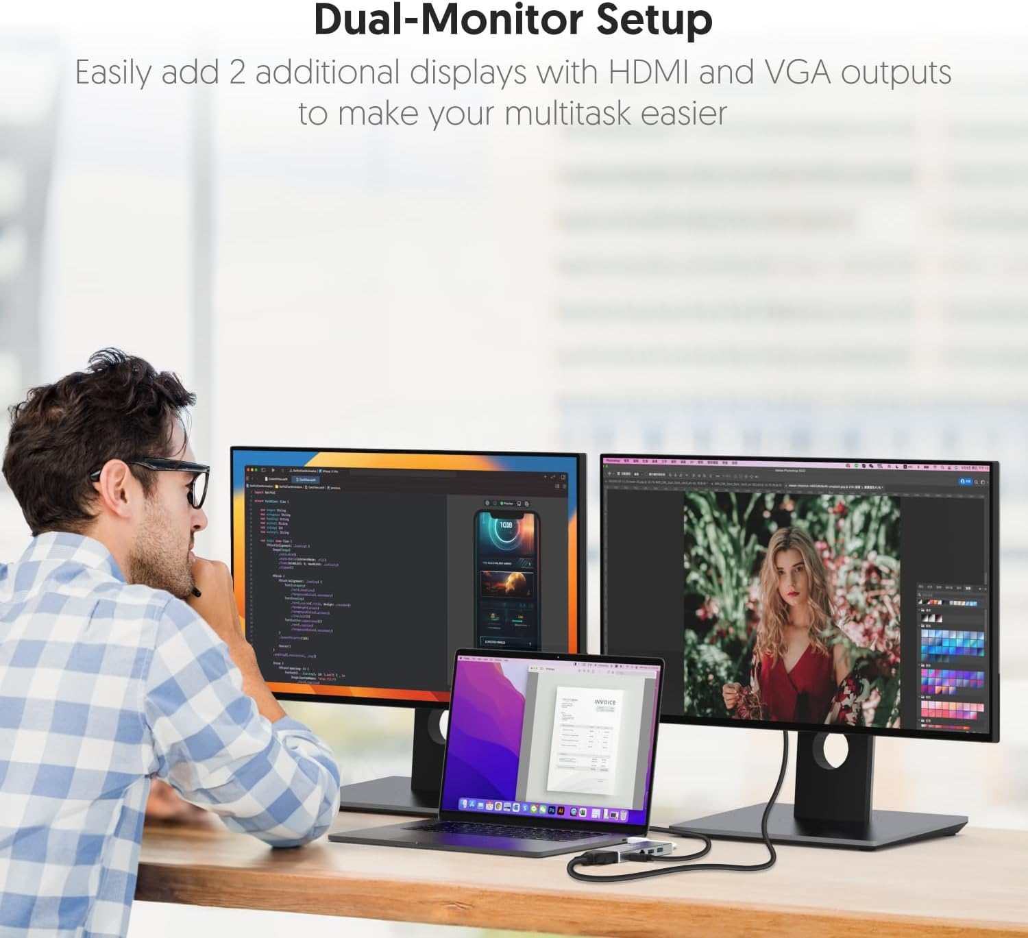 J5Create USB 3.0 Mini Dock, USB-A Hub with HDMI, VGA, RJ45 Gigabit Ethernet, 2 USB 3.1 Type-A - High Speed Data Transfer Adapter for Mac, Windows, Desktop PC - Supports up to 2K Resolution (JUD380) image number 1