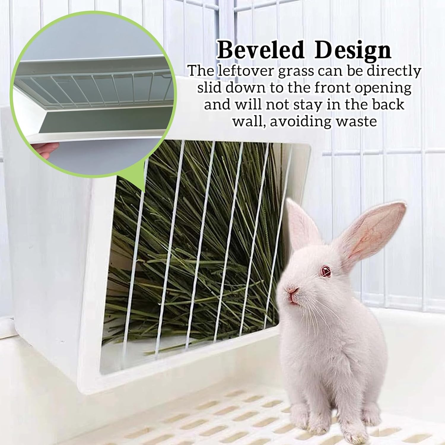 Rabbit Hay Feeder Bunny Food Dispenser Alfalfa Grass Manger Holder Less Wasted for Guinea Pig Chinchilla Ferret (B)