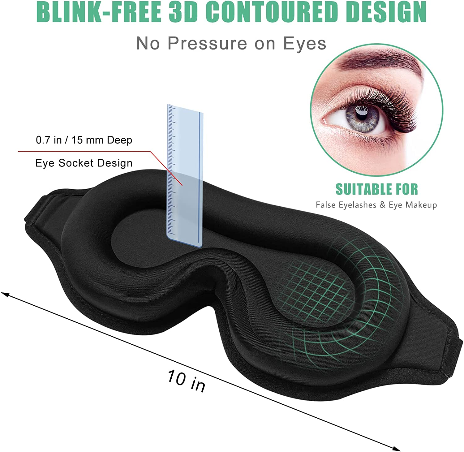 Sleep Mask for Men & Women, 2 Pack 3D Contoured Eye Mask for Sleeping with Adjustable Strap, Beevines Molded Night Sleep Mask Blindfold, Soft Breathable Shade Cover for Travel Yoga Nap（Black & Purple）