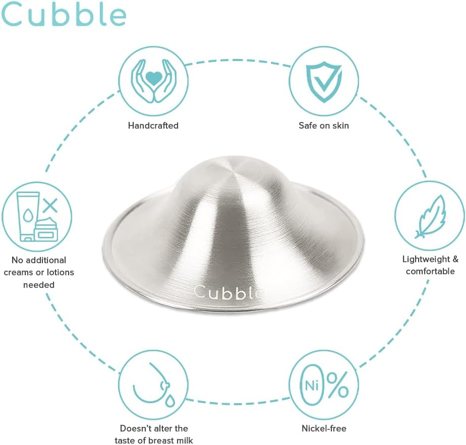 999 Silver Nursing Cups, Nipple Covers to Soothe Nipples for Breastfeeding Moms, Original Natural Silver Nipple Shield | One Pair (M (4.5Cm)) image number 5