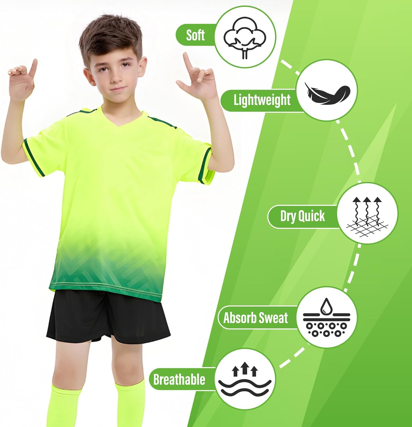 Kids Soccer Jersey Set Sports Clothing, Quick Drying Football Jersey Kids Breathable, Childrens Football Jersey Set Training Suit with T-Shirt and Shorts image number 3
