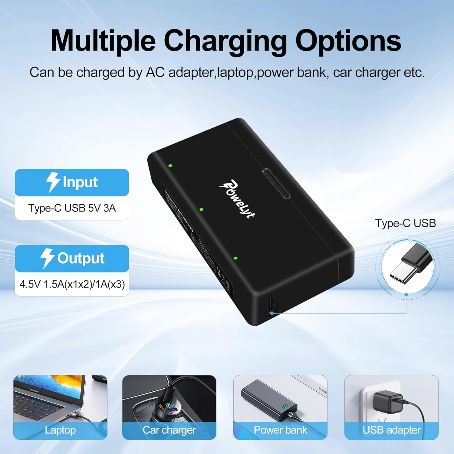 Powelyt Osmo 360/Action 6/5 Pro/4/3 Battery 2 Packs 3.87V 2100Mah Osmo Action 5 Pro Batteries and 3 Channels Charging Station Compatible with DJI Osmo Action 6/Action 5 Pro/Action 4/Action 3,Osmo 360 image number 3