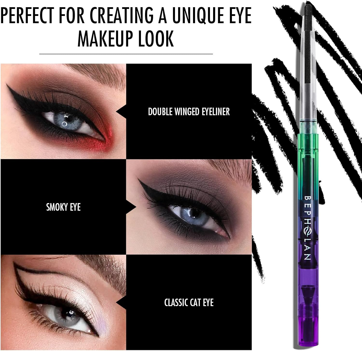 BEPHOLAN Black Eyeliner Pencils,Waterproof Gel Eyeliner Pencil Black Waterline Eye Liner Pen for Women Waterproof Smudge Proof Long-Lasting (BLACK) image number 5