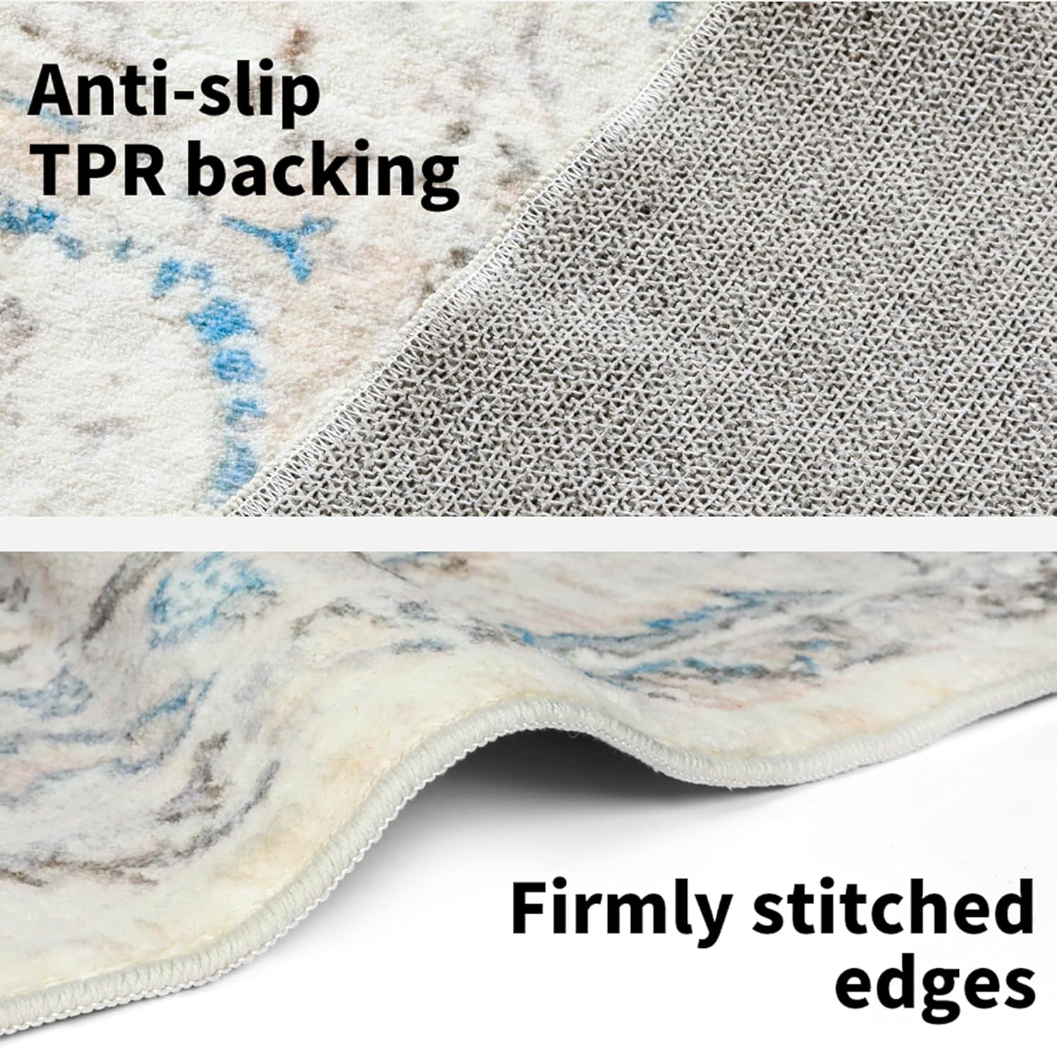 MARLOW Anti-Slip Floor Rugs, 160X120Cm Skin Friendly Shaggy Area Rugs, Soft Large Home Decor Carpet Indoor Outdoor - Versatile for Bedroom,Dining Room,Living Room(Vintage Grey-Blue) image number 2