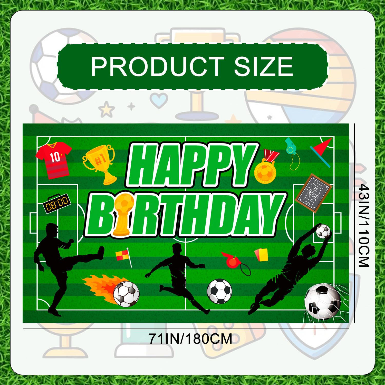 Soccer Backdrop for Birthday Party, 71X43'' Soccerball Birthday Backdrop, Soccer Birthday Banner Background Cloth Soccerball Party Decorations Birthday Decorations image number 4