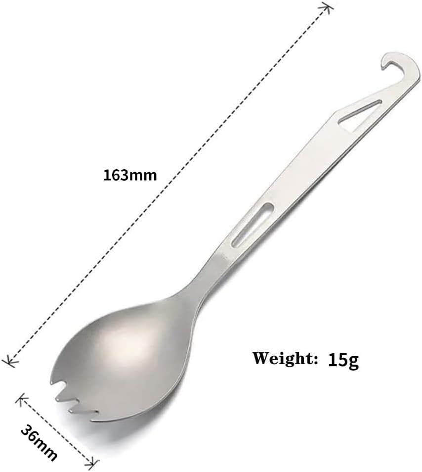 Titanium GI Cup and Titanium Spoon Combo, Camping Bowl 950Ml Lunch Box with Foldable Handle for Outdoor Camping Hiking Backpacking (Cup+Titanium Spork) - Cup+Titanium Spork image number 4