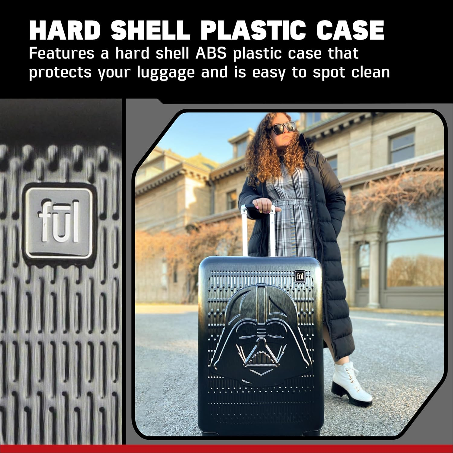 FUL Star Wars Darth Vader Rolling Luggage, Embossed Hardsheel Suitcase with Wheels image number 1