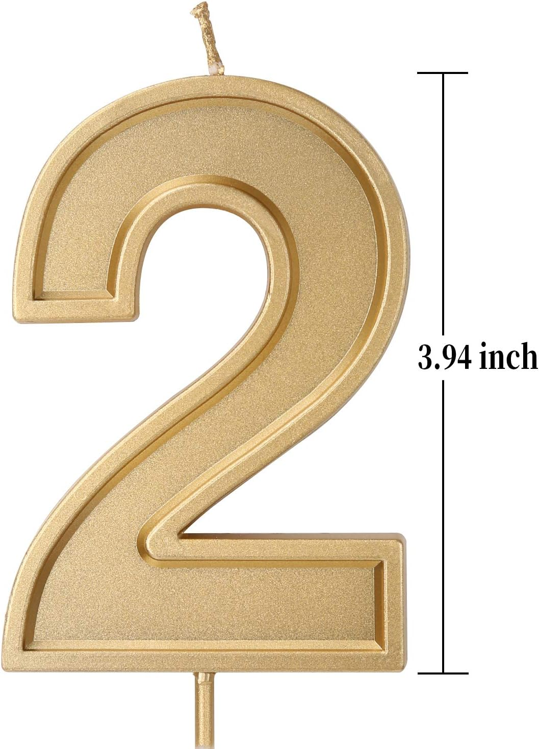 LUTER 3.94 Inches Oversized Birthday Candles Gold Glitter Birthday Cake Candles Number Candles Cake Topper Decoration for Wedding Party Kids Adults, Number 2 image number 3
