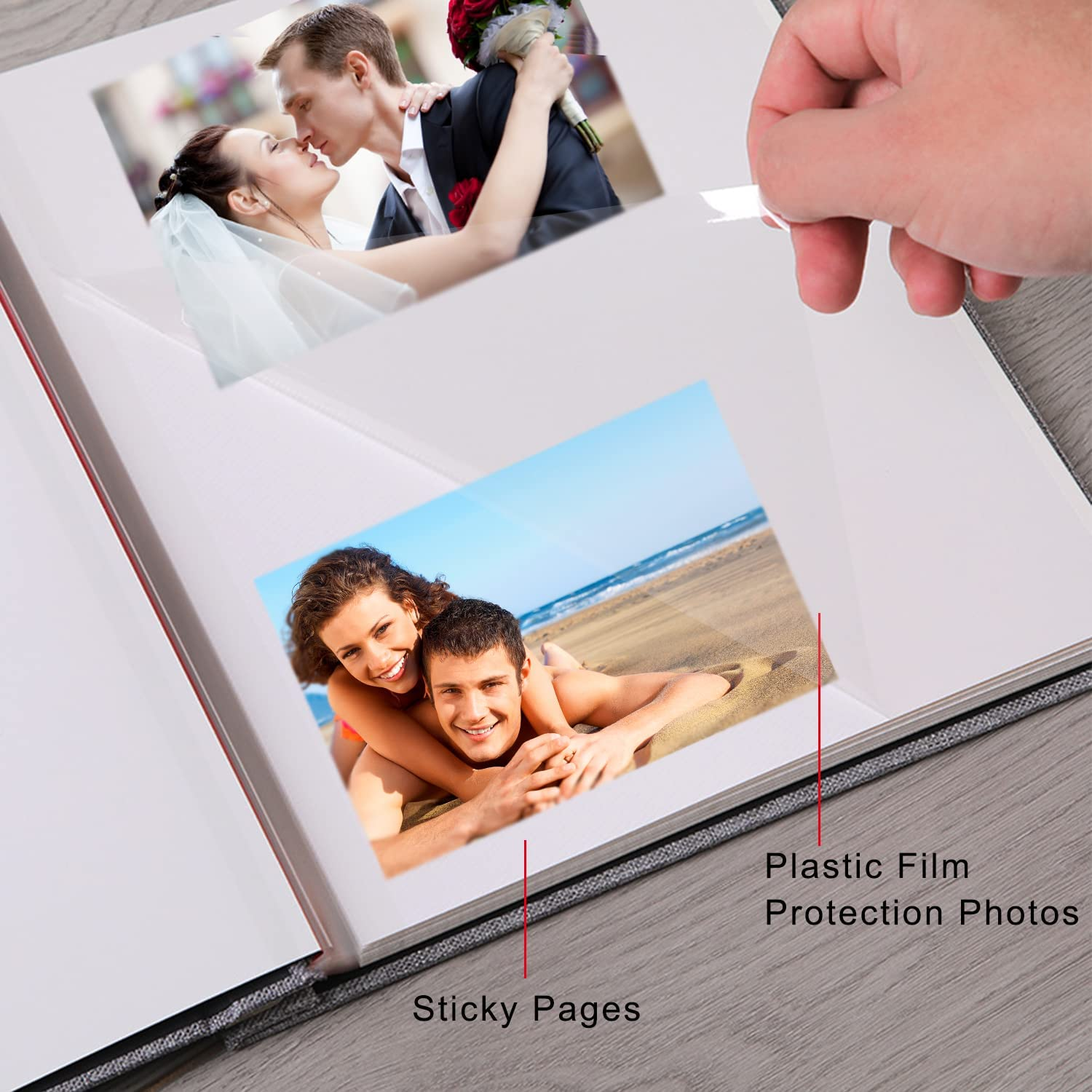 60 Pages Large Photo Album Self Adhesive 4&times;6 5&times;7 8&times;10 Inch Pictures DIY Scrapbook Magnetic Album for Family Wedding with Metal Pen, Blue&hellip; image number 5