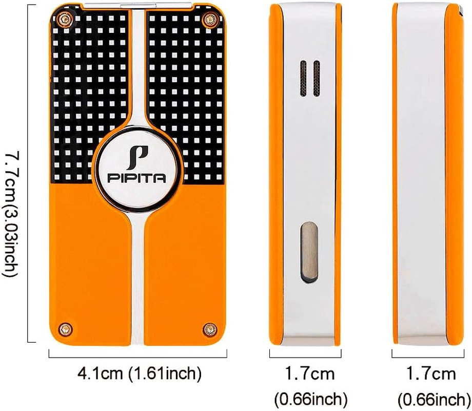 PIPITA Torch Lighter Gift Set,Windproof Triple Jet Blue Flame Torch Lighter with Punch and Cutter Set, Refillable Buntane Gas Lighters (Without Gas) (Silver) image number 4