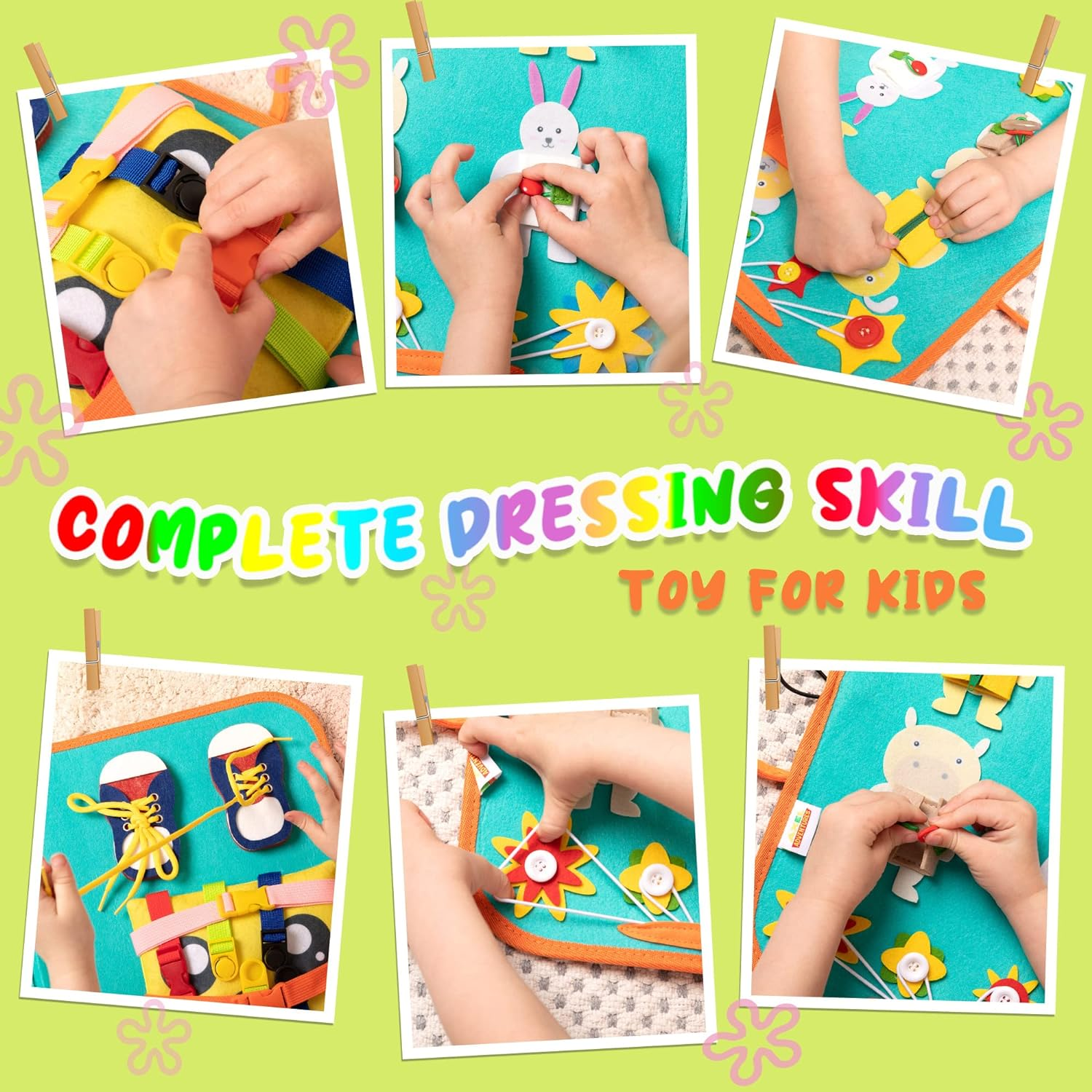 Montessori Busy Board for Toddlers 1-3, Toddler Travel Toys Airplane Activities, Educational Toys for 1 Year Old, Sensory Busy Book for 2 Year Old Boy Birthday Gift, Fine Motor Skills Learning Board image number 1