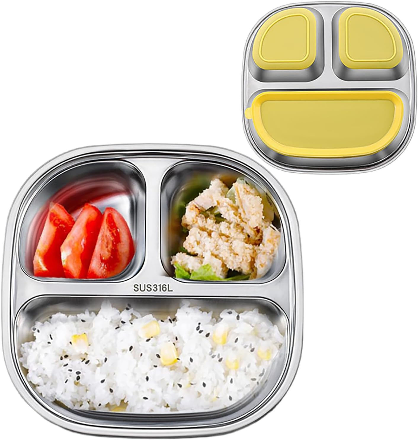 Stainless Steel Baby Plate, Stainless Baby Suction Plates Reusable Stainless Steel Kids Plates for Toddler Feeding Supplie, Dishwasher Safe (Kid'S Plate) image number 5