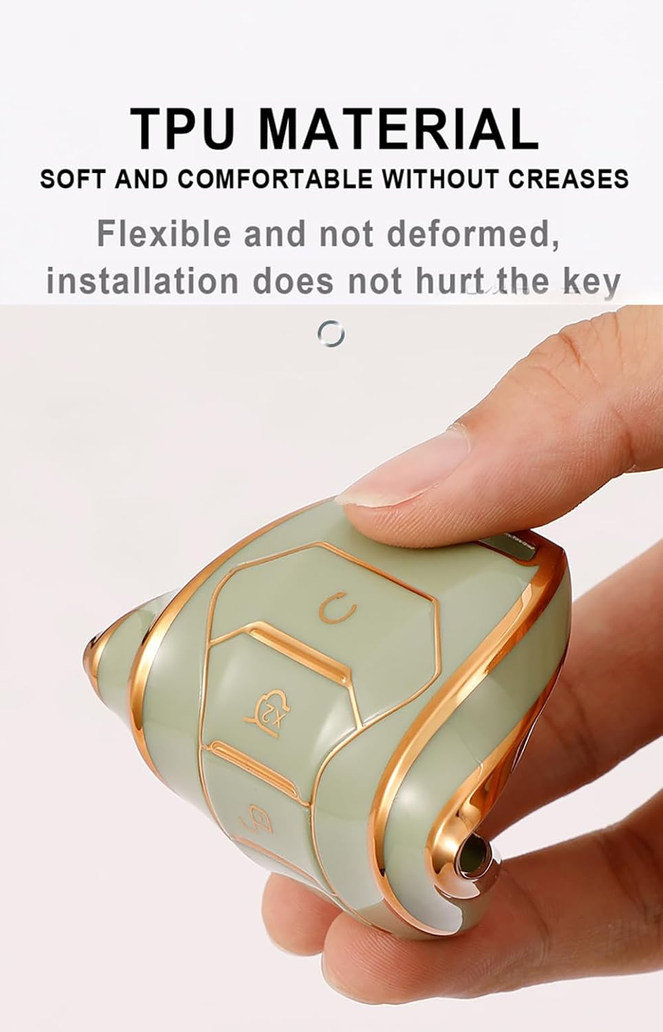 Ontto TPU Car Key Fob Cover Keyring Fit for BYD Han EV Key Case Qin Plusdmi Song Pro Tang Dolphin E9 Seal Smart Key Case Key Holder Key Shell Bag Keychain Protection Auto Accessories 4 Buttons Beige A image number 6