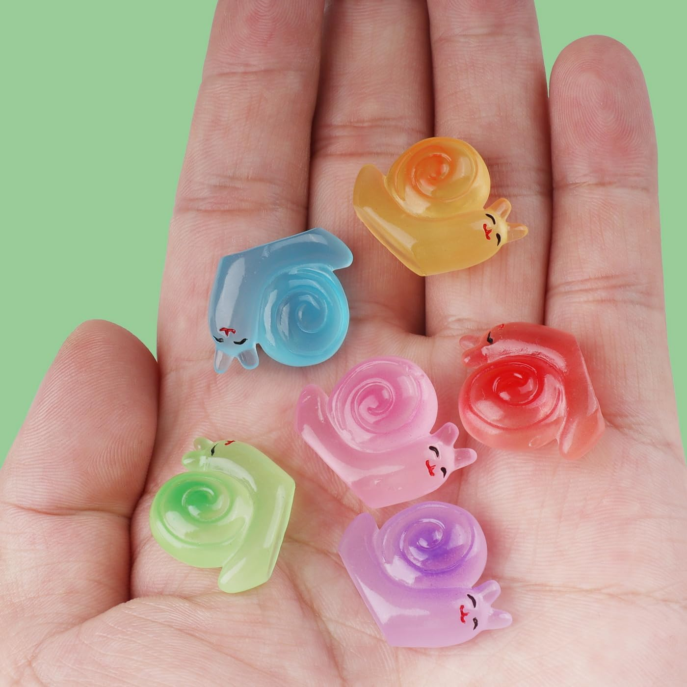 30 Pcs Mini Resin Animals Outdoor Luminous Snail Miniatures Garden Landscape Home Accessories 0.8X0.7 Inch Snails Figurines Party Decoration image number 3