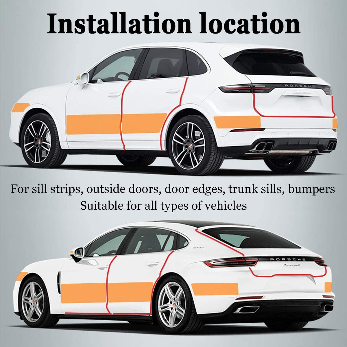 Car Door Edge Guards U Shape Car Door Edge Trim Rubber Edge Protectors Car Door Bumper Edge Guard Protection Film Anti-Collision Rubber Clips Fits for Most Car 2In X 33Ft Transparent image number 3