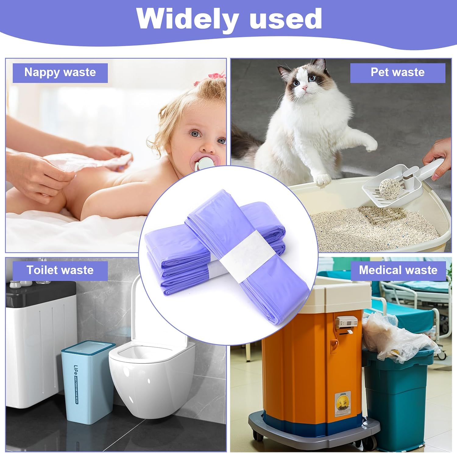 12 Pack Diaper Disposal Refills for Nappy Bin Refills，4.5M Environmentally Friendly Diaper Bin Refills Nappy Disposal Bags, Compatible Diaper Pail Refill Bags image number 2