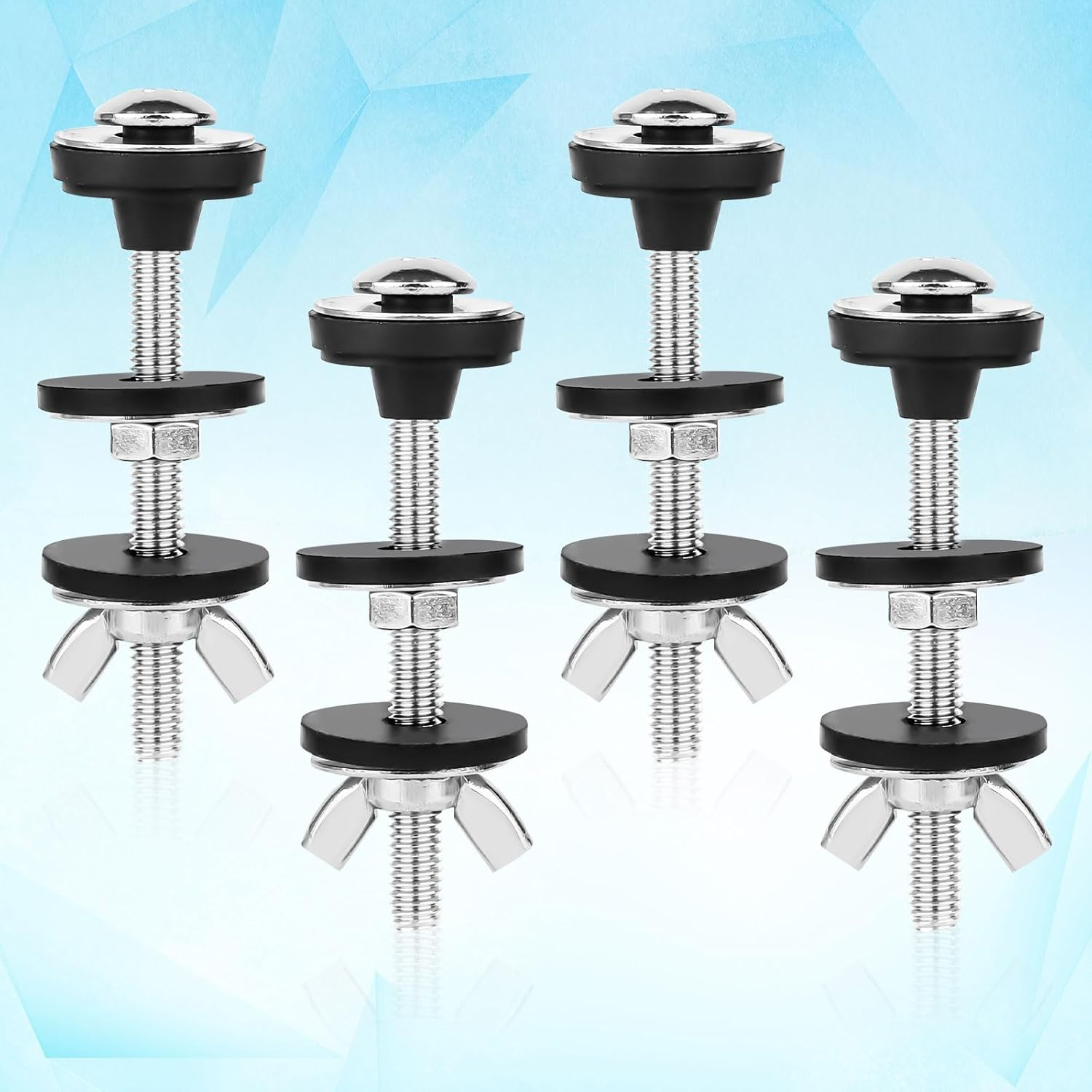 Lasuroa 4Pcs Toilet Seat Bolts Kit, Stainless Steel Universal Fit Toilet Tank Bolts Replacement Kit with Rubber Washers & Extra Long Nuts for Secure Fastening image number 6