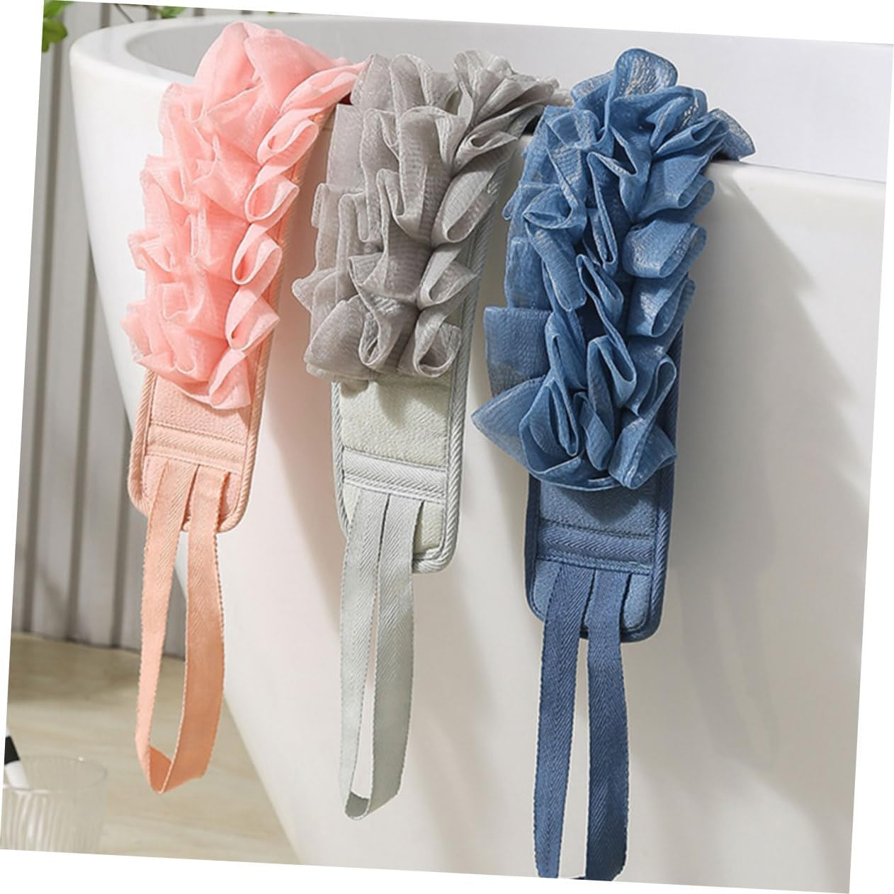 Ipetboom 3Pcs Reliable Massaging Strap Shower Back Scrubber for Shower Back Washing Strap Bath Scrubber image number 2