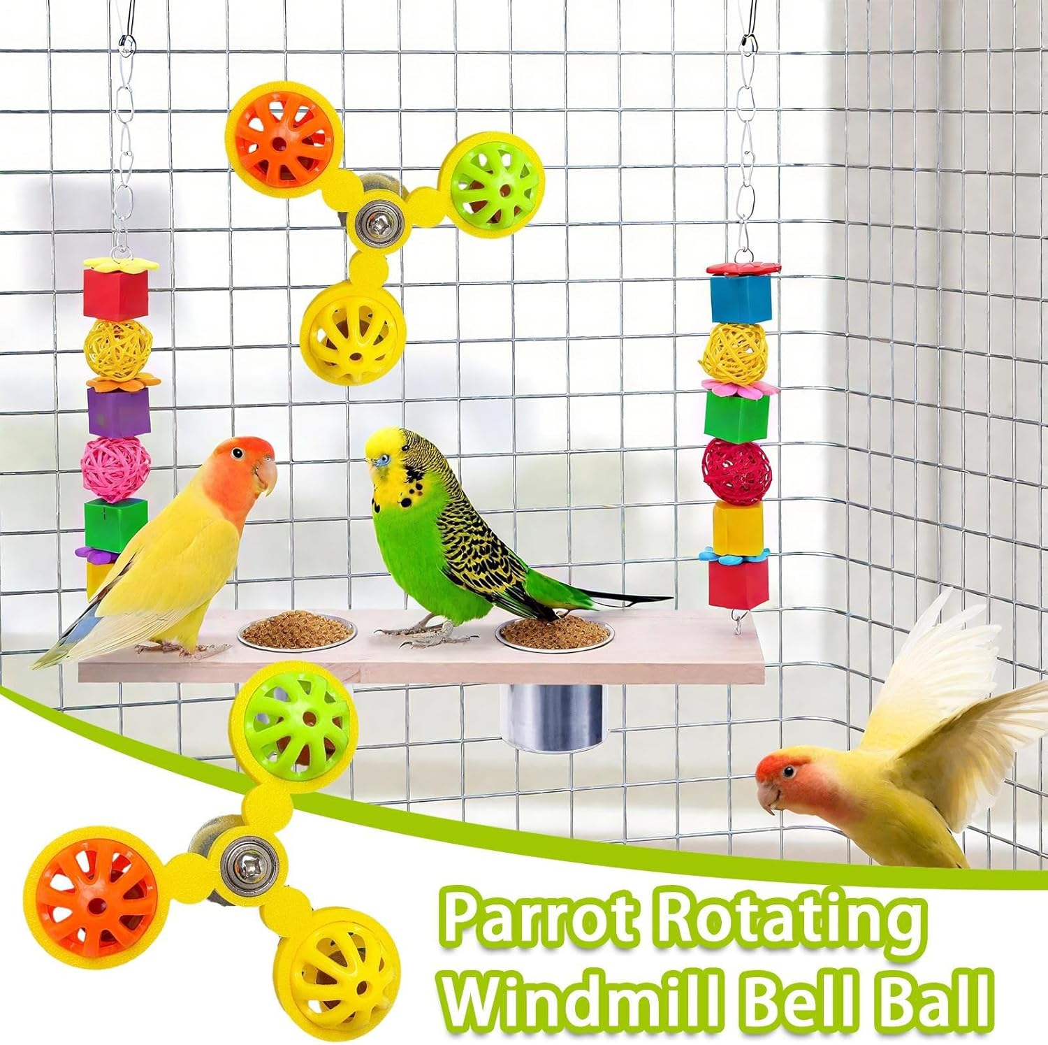 Bird Toys for Parrots, Parakeet Rotating Ball for Bird Cage, Interactive Toys Cockatiel Stimulation for Exercise Boredom Relieving Play Stimulation Macaw Cockatoo Pet Owners image number 1