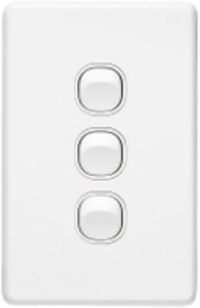Clipsal C2000 Series 3 Gang 10A Vertical Classic Switch, White Electric