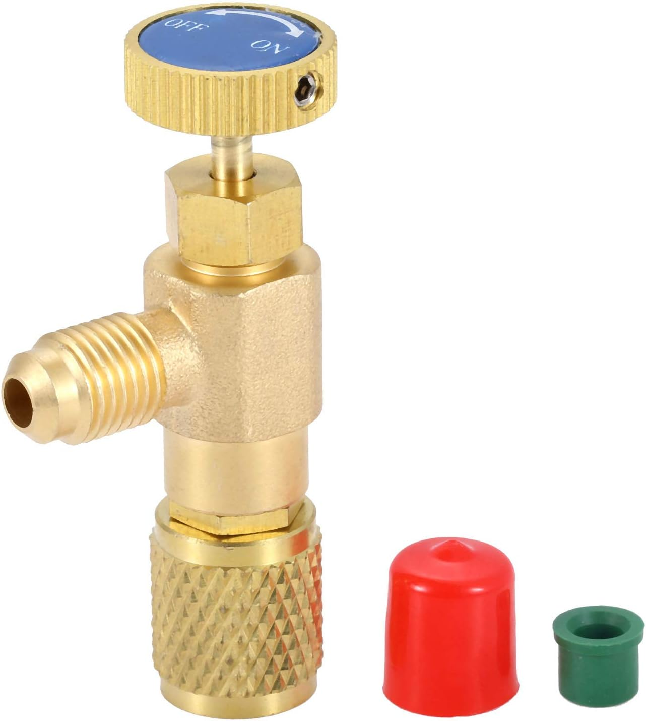 Gohantee R12 R22 Refrigerant Charging Valve, 1/4&ldquo; Male to 1/4&rdquo; Female Safety Adapter Flow Control Ball Valve for R12 R22 Air Conditioner Manifold image number 2
