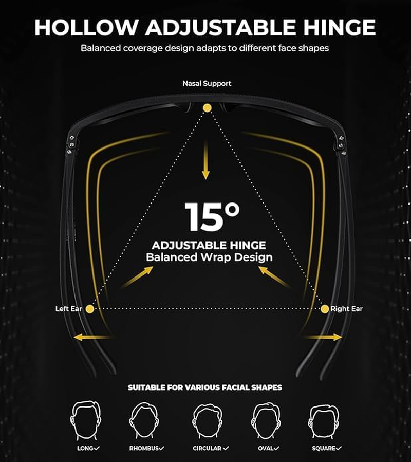 3-Pack Men'S Polarized Sunglasses UV400 Protection - Stylish, Durable, and Comfortable Shades for Driving Boating Hiking Riding image number 5