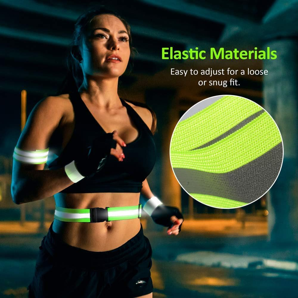 High Visibility Reflective Belt Reflectors Vest, Adjustable Reflective Wristbands Arm Bands,Reflective Running Gear for Men and Women,For Night Running Safety, Walking, Cycling