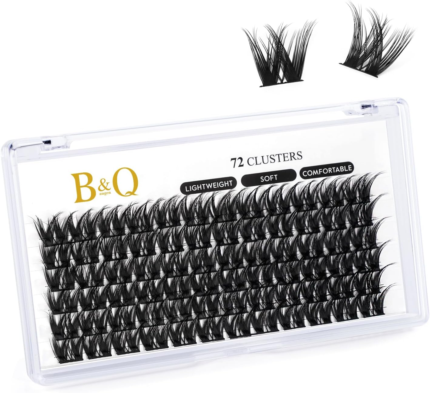 B&Qaugen Lash Clusters D Curl 10 Mm DIY Eyelash Extensions 72 Clusters Lashes C D Curl B&Q LASH Fluffy Individual Lashes Eyelash Clusters Extensions Individual Lashes Cluster DIY at Home (B17-D-10Mm) image number 1