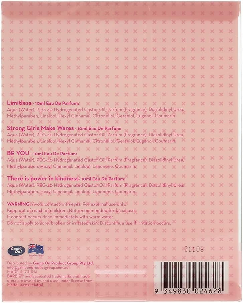 Barbie Alcohol Free Rollerball Eau De Parfum Gift Set 4 X 10 Ml image number 2