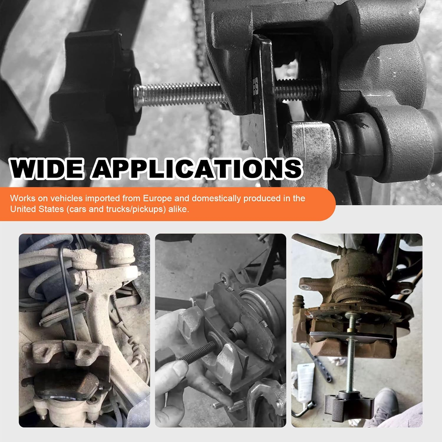 Tanstic 3Pcs Disc Brake Pad Spreader with Brake Caliper Hangers Kit, Heavy Duty Brake Pad Spreader Tool and Brake Caliper Hooks, Piston Brake Caliper Compression Tool for Cars Trucks image number 2