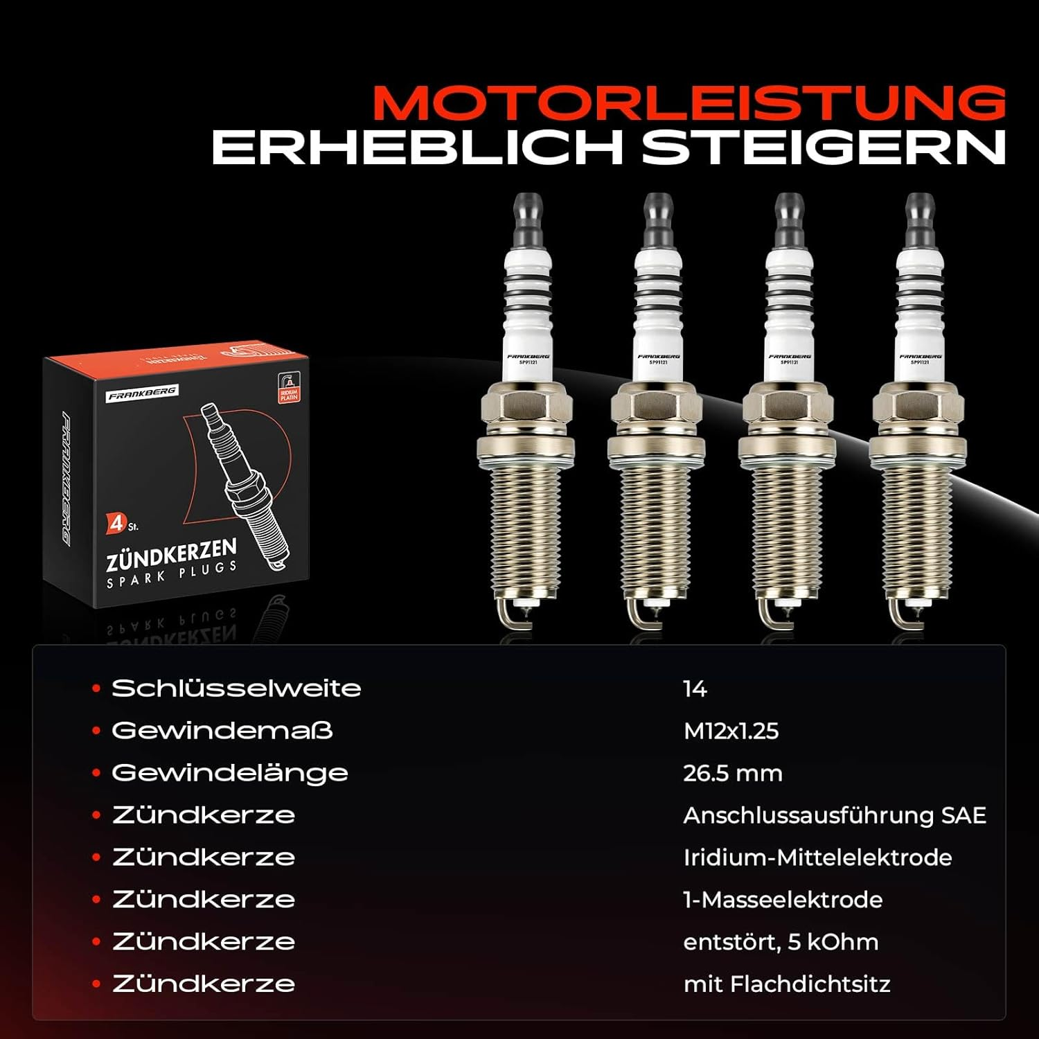 Frankberg 4 X Spark Plug Spark Plugs Compatible with Clio IV BH 0.9L 2012-2023 Duster HM 1.2L 2017-2023 Logan II 0.9L 2012-2023 Twingo III BCA BCM 0.9L 2014-2023 Replace# ILKAR7J7G image number 3