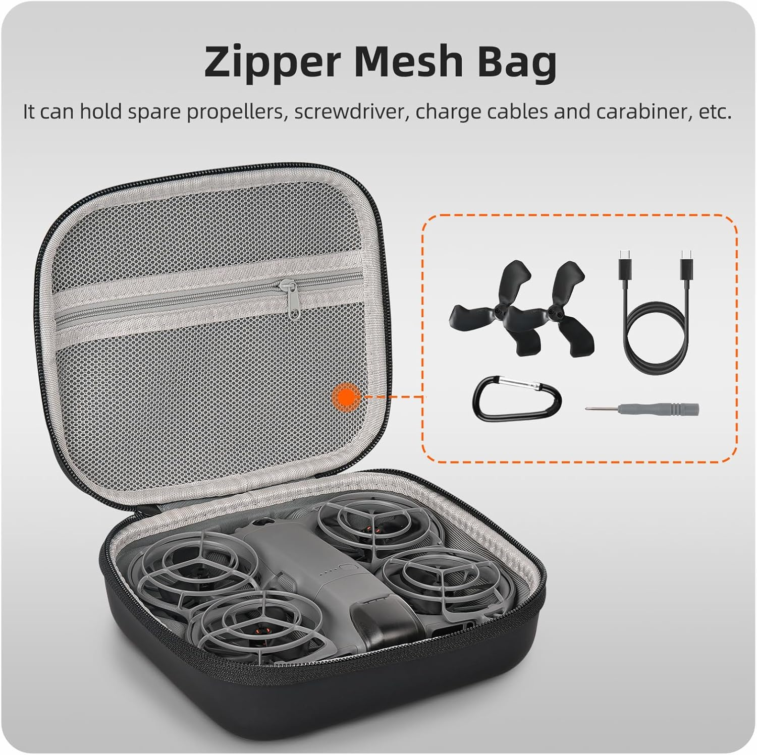 FSIDIWT Storage Bag for DJI Neo 2, Portable Travel Case Protective Carrying Case for DJI Neo 2 Drone and Batteries Accessories (Black)