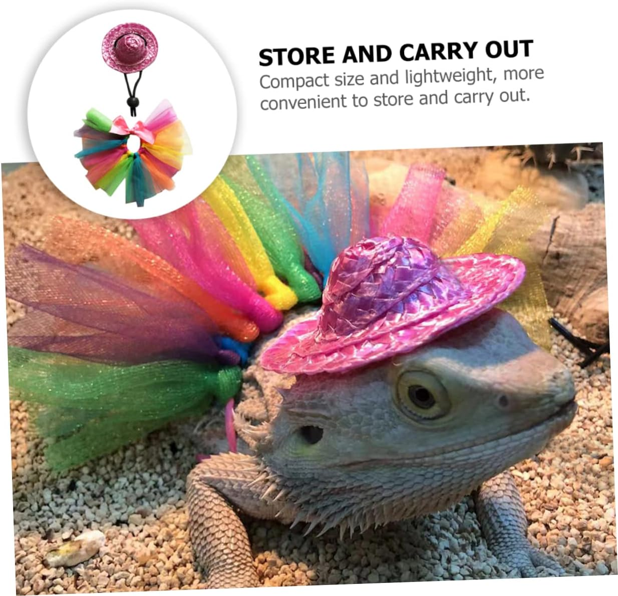 Yardwe 1Set Chameleon Dress up Colorful Hat Skirt Outfit for Lizards Comfortable Pet Costume for Daily Wear Special Occasions and Photoshoots image number 4