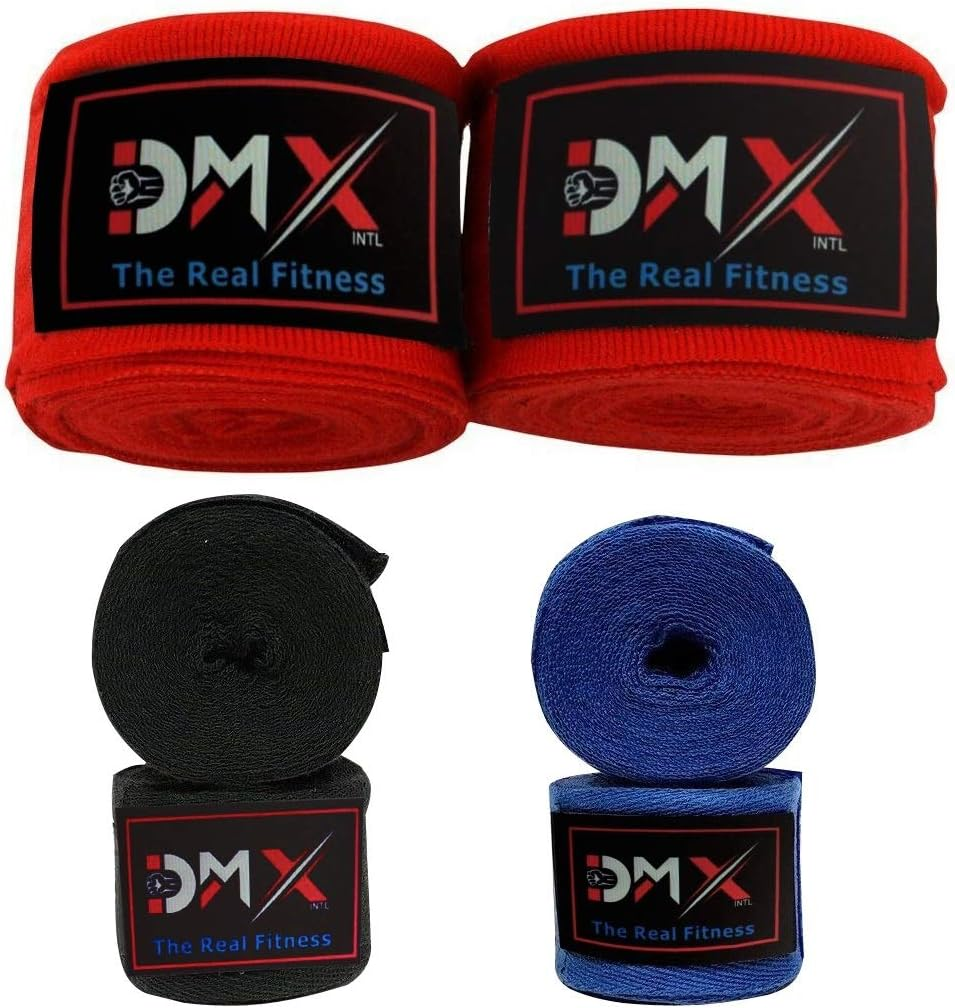 DMX INTL MMA Boxing Hand Wraps Inner Gloves Bandage Fist Protection Straps, 100% Cotton Ideal for Martial Arts Training, MMA, Muay Thai, Kickboxing & Combat Sports- 3 Pairs Pack (4.5) image number 3