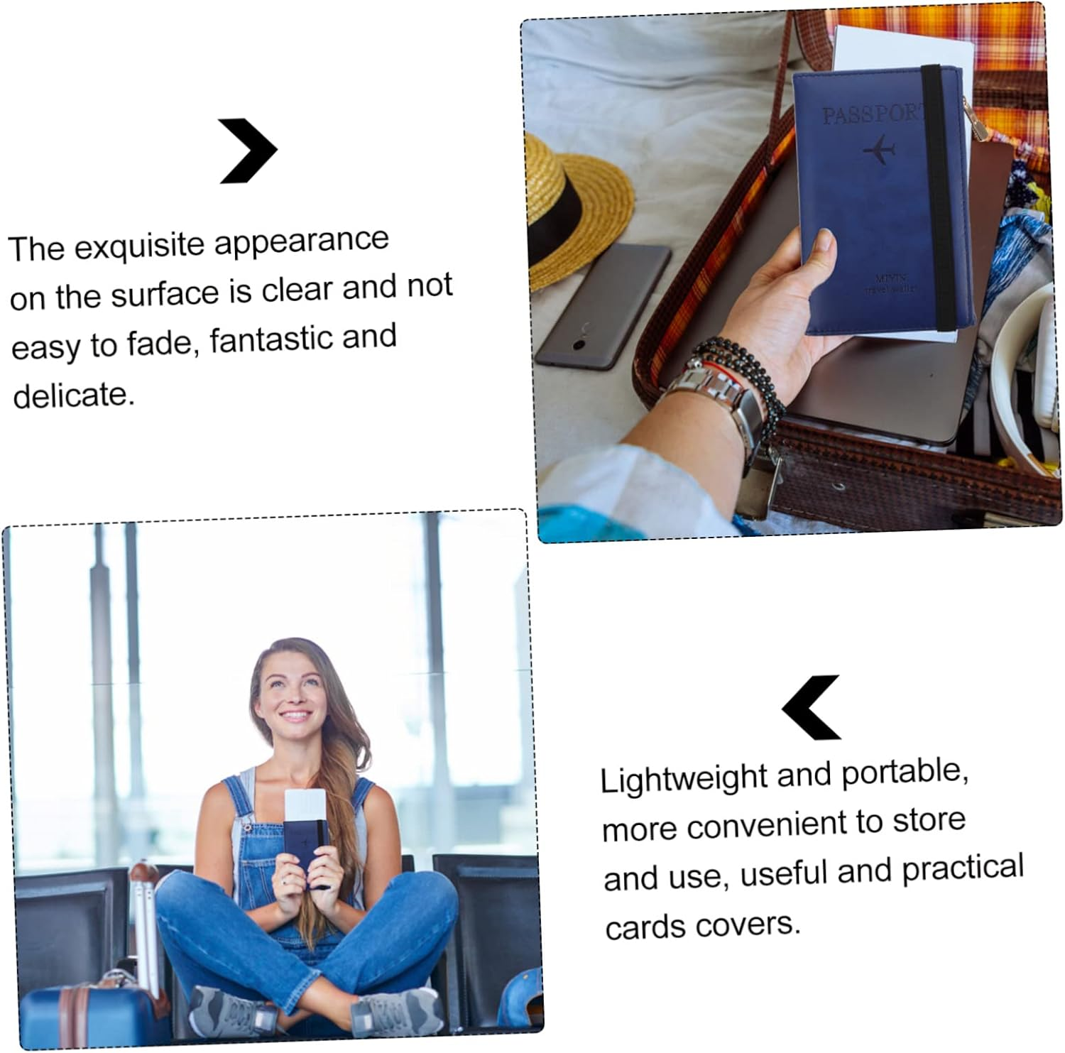 LIFKOME Travel Passport Protector Pu Passport Cover RFID Blocking Cardholder with Name Tag Organizer Short Style for Business and Leisure Use in Navy Blue - Black image number 4