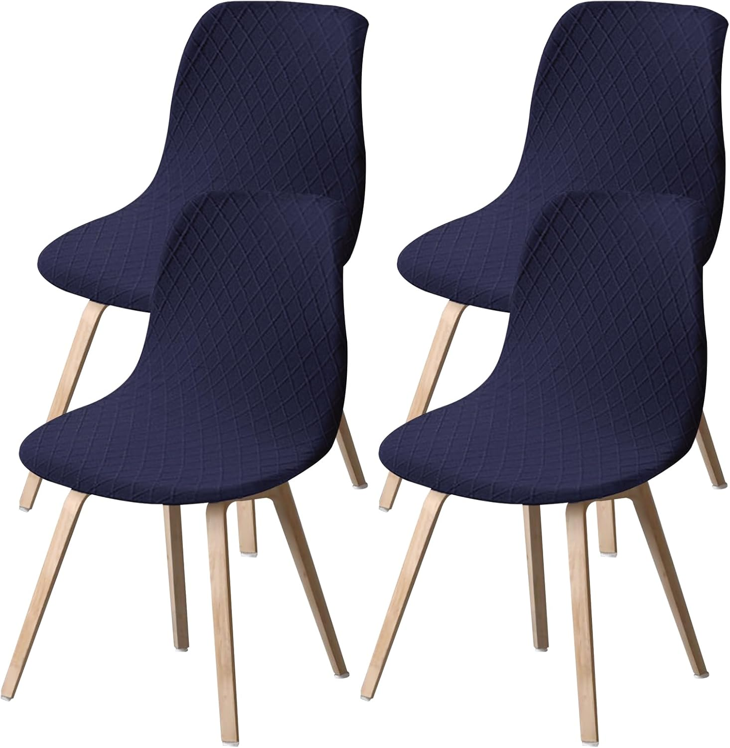 4PCS Dining Room Chair Covers, Minimalist Shell Chair Slipcovers, Elastic round Back Seat Covers, Easy to Install Arm-Less Seat Slipcover Ideal for Living Room Kitchen(Grey)