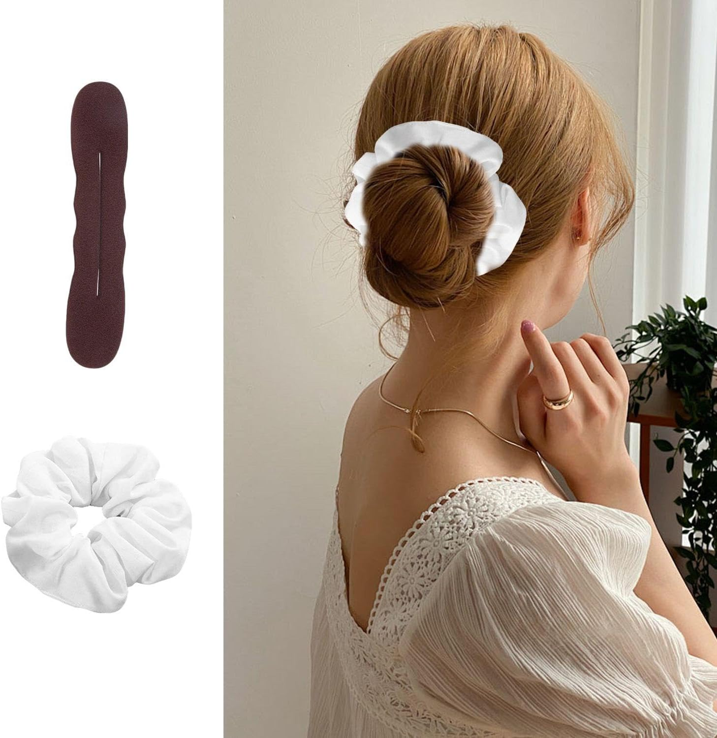 5 Hair Pins and 1 Elastic Hair Ring, Hairstyle Making Tool, Creative Portable Hair Brown