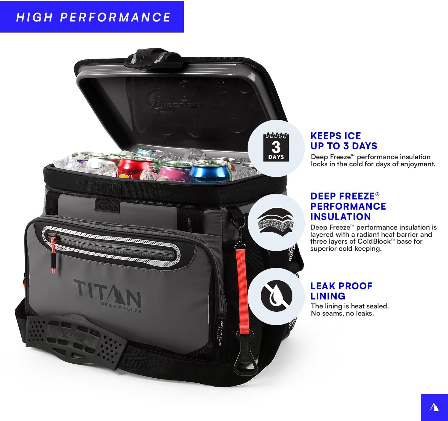 Arctic Zone Titan Deep Freeze Cooler - Zipperless Hardbody Cooler with Deep Freeze Insulation, Hardbody Liner, and Smartshelf image number 4