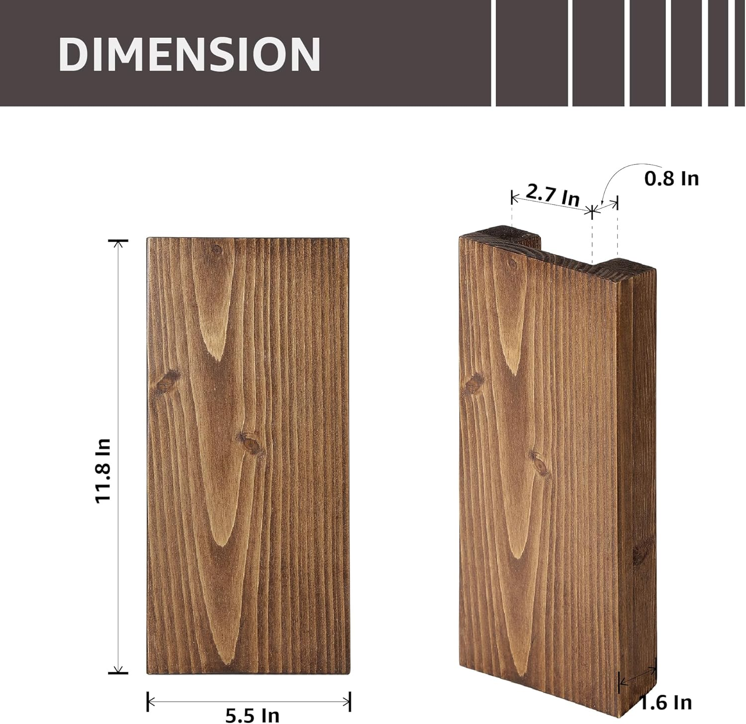 Wood Wall Planter Set of 2, Wood Wall Pocket for Greenery and Dried Flowers, Indoor Wood Hanging Vase, Modern Farmhouse Wall Decor for Living Room Bedroom Office Eucalyptus Stems Decorations (Walnut) - Walnut image number 2