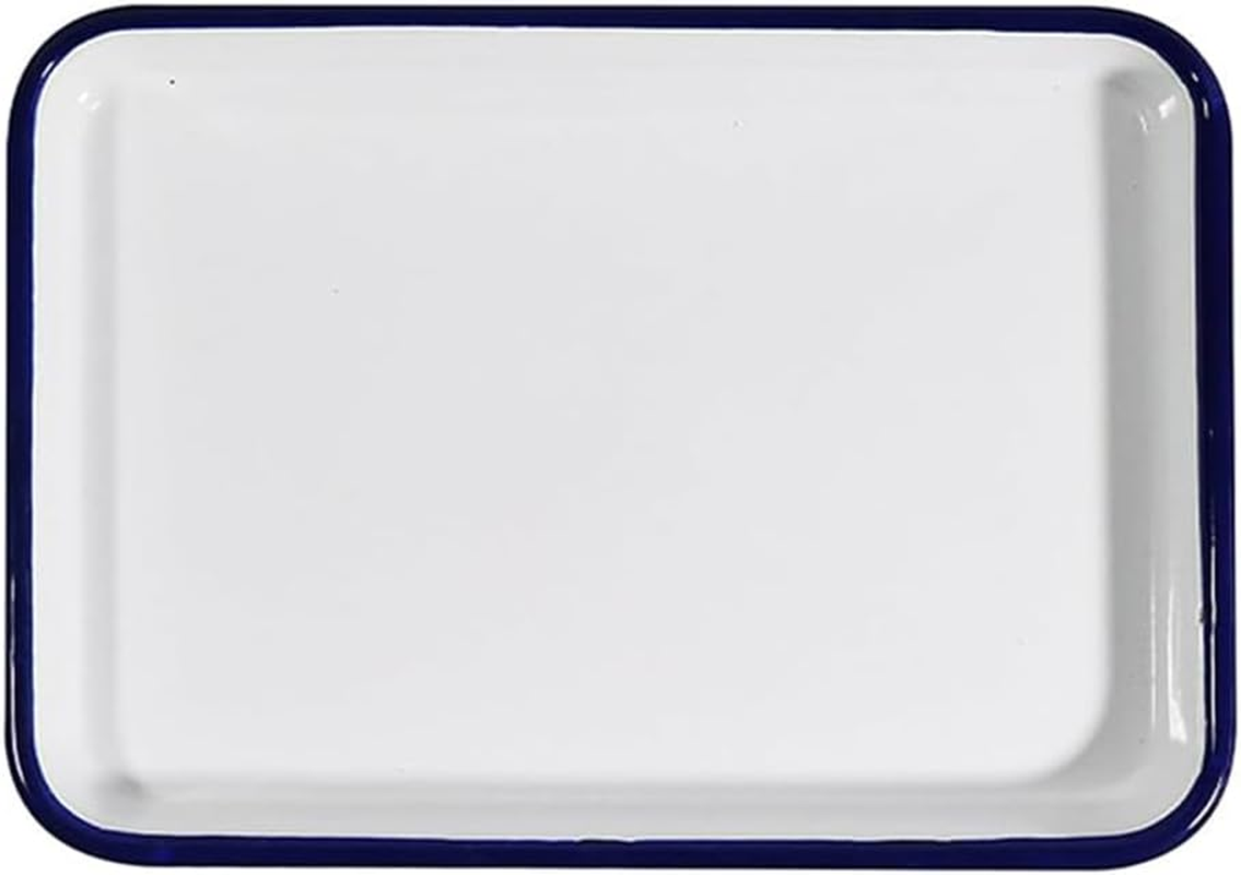 Enamel Oblong Tray - Pie Dish Container, Rectangular Plate for Fruit, Vegetable, Cake, Lasagna - Baking Pan for Oven, Stove, Dishwasher - Laboratory and Restaurant Use image number 2