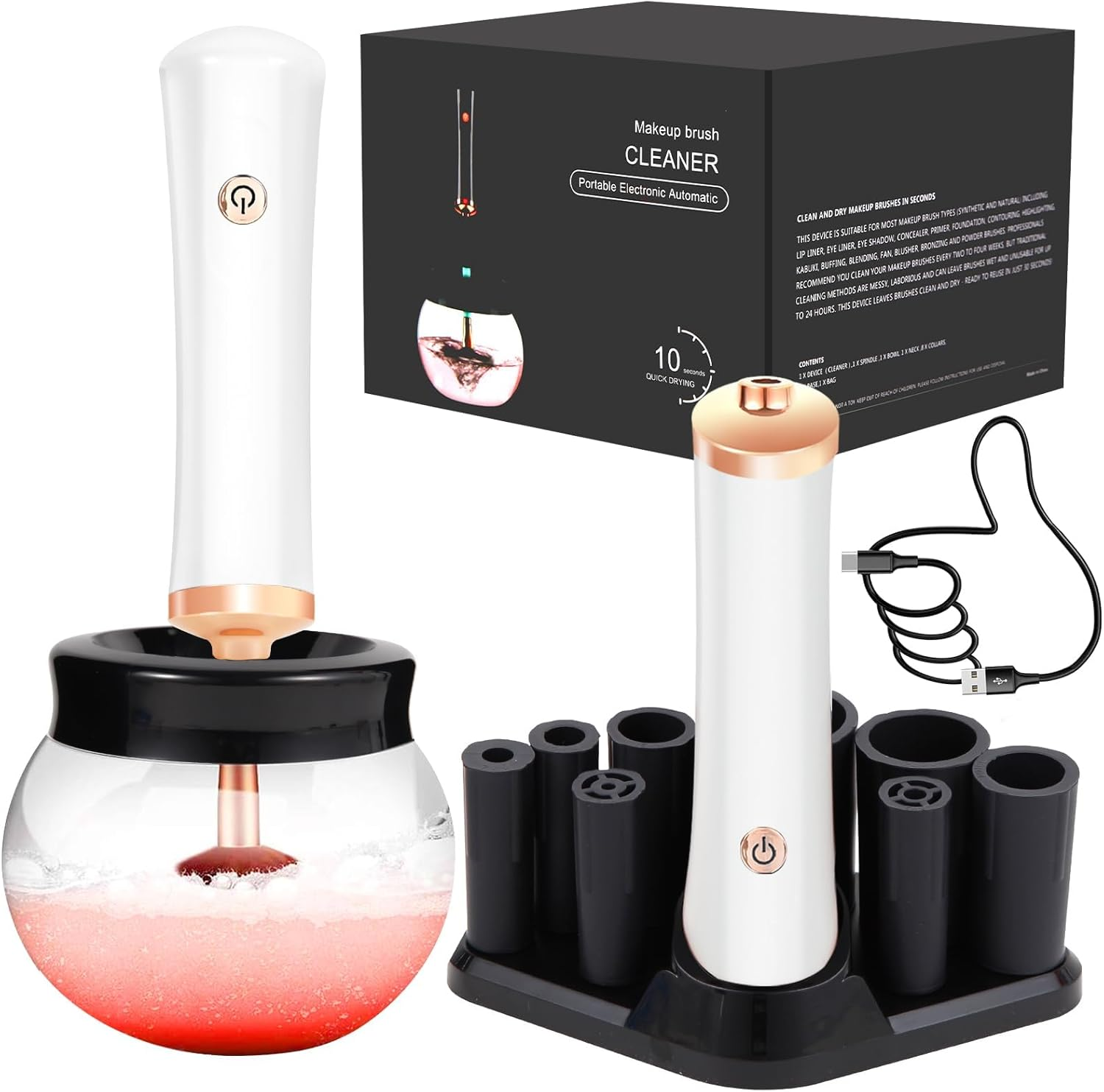 YBVABE Makeup Brush Cleaner and Dryer - USB Rechargeable Electric Makeup Brushes Cleaner Machine - Fast Drying and Efficient Brush Cleaner for Makeup Brushes image number 1