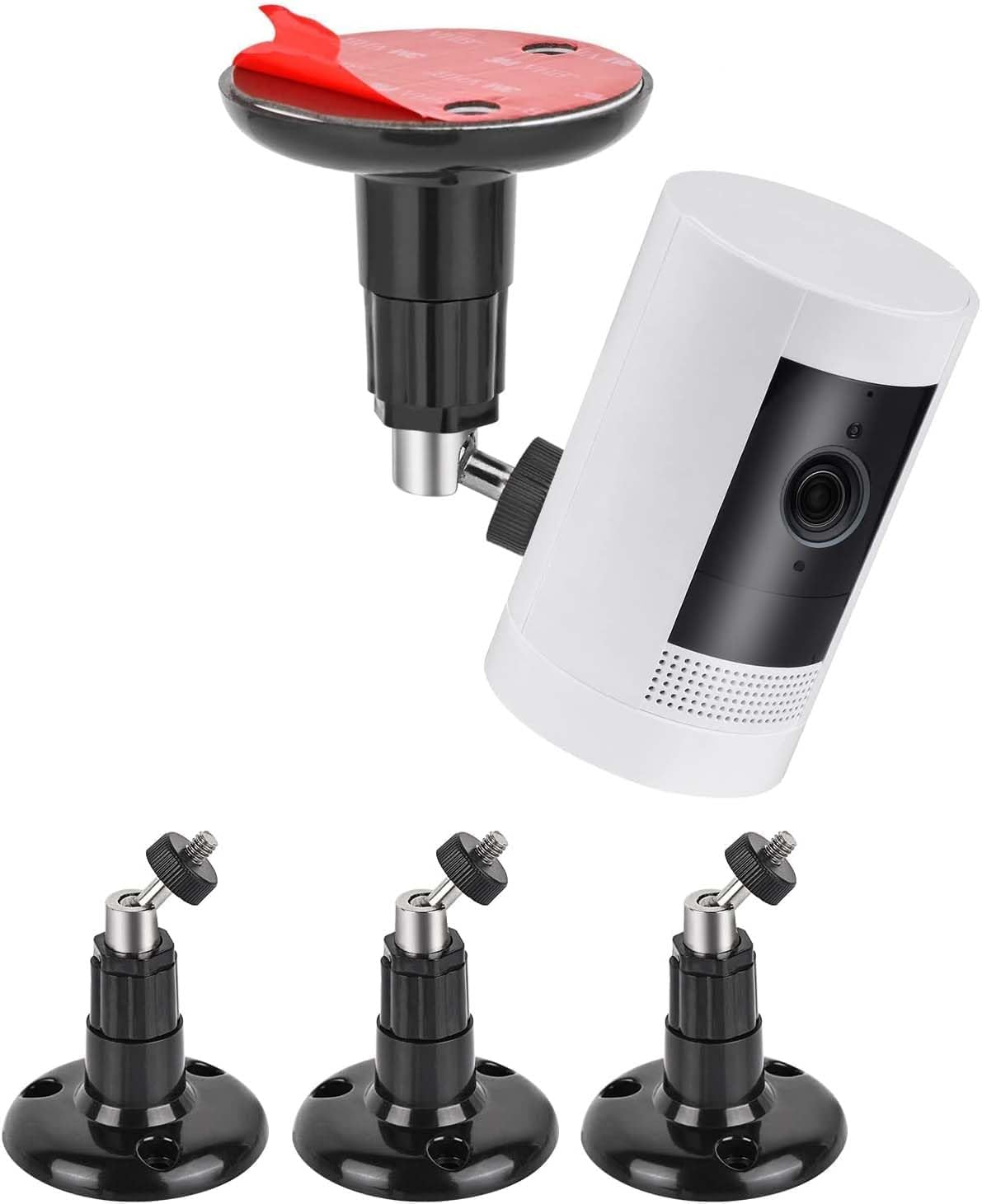 PAIKIUU Pack of 3 Self-Adhesive Ring Camera Mount, Wall Mount, No Drilling, Mounting Bracket, 360 Degree for Arlo Surveillance Camera, Black - 1 X Black For Flashing image number 7
